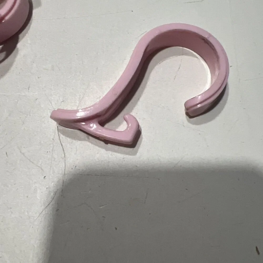 Pink Shower Curtain Hooks ︱Vintage︱Set of 10︱Plastic